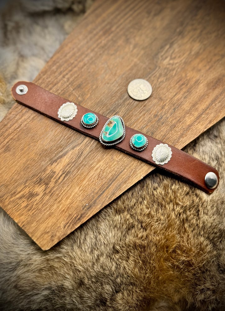 Image of Nila Turquoise leather Bracelet 6-7” wrist