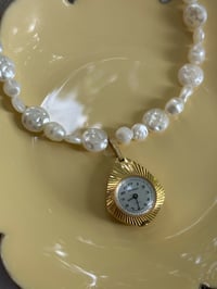 Image 1 of Faux Pearl Watch Necklace