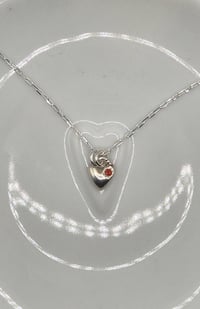 Image 3 of Tiny Bubble Gemstone Heart Necklace 