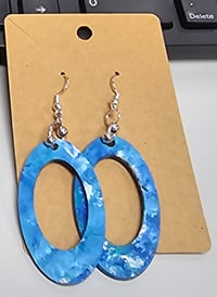 Image 4 of Hand-painted Blue Skies Mosiac Wooden Earrings