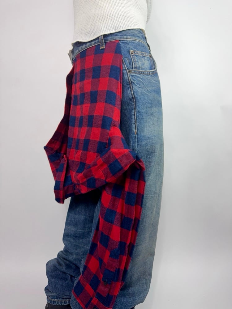 Image of Balenciaga SS21 Hybrid Flannel Denim