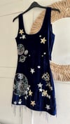 Celestial tassel Navy Velvet Dress 