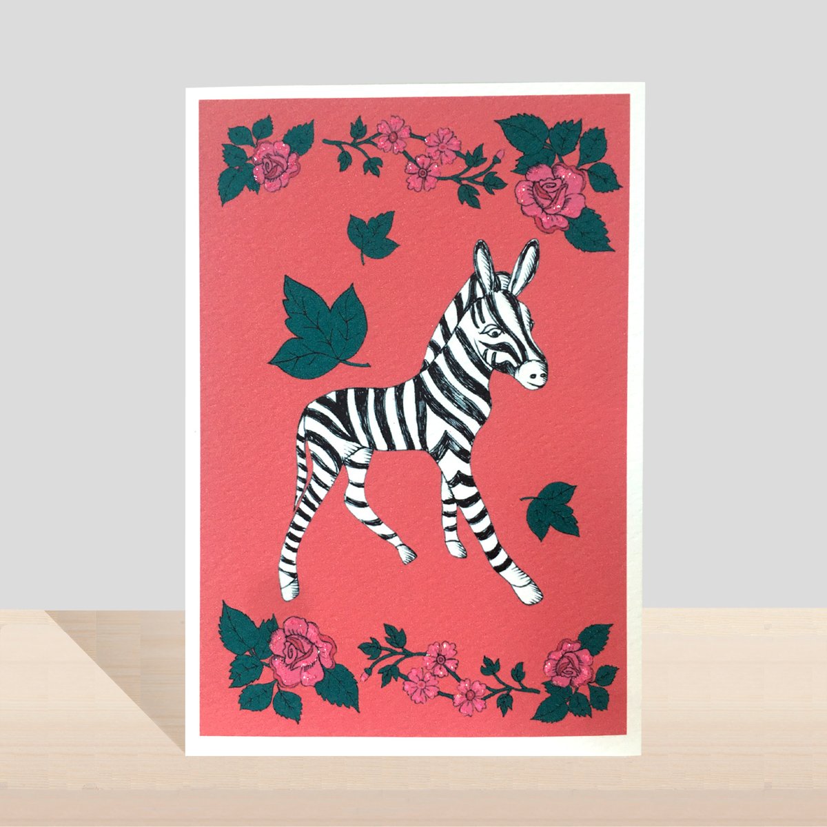 Baby Zebra Flora and Fauna Card