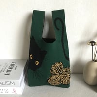 Adorable Cat-Themed Knit Tote Bag