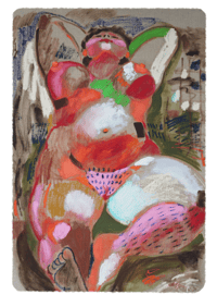 Reclining Nude Oil Painting Colour Print