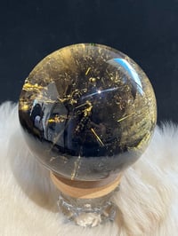 Image 10 of Golden Rutile In Smoky Quartz Sphere #1769