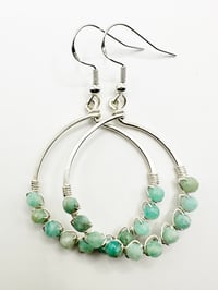 Image 2 of Amazonite (Silver) Hoop Earrings