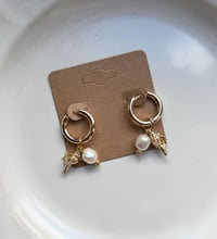 Image 2 of 18k Gold Seashell Huggies