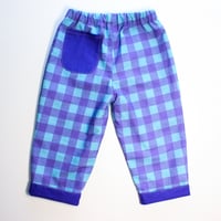 Image 4 of Reversible trousers- purple blue hearts (ready to ship 18-24m)