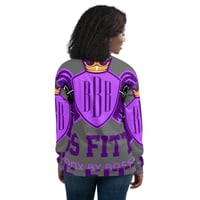 Image 3 of BOSSFITTED Purple and Grey AOP Unisex Bomber Jacket