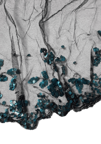 Image 5 of Antique Black Net and Sequin Bonnet Veil Scrap Material Trim Mourning Textile