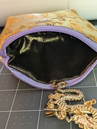 Image 3 of Chinese Dragon Golden Yellow Silky Brocade Zippered Coin Purse