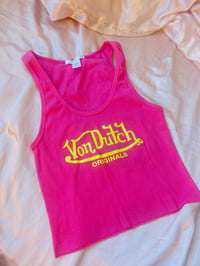 Image 1 of Von Dutch Pink Tank Top Yellow Logo