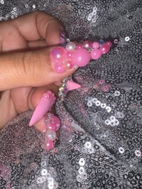 Image 5 of Julia Pink spike Blinged out Stiletto gel  Press on Exotic nails for teens &  adults