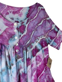 Image 4 of L Luxe Knit Babydoll Top in Raspberry Geode Ice Dye