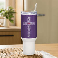 Image 1 of Travel mug with a handle (The Lord's Prayer on dark purple)