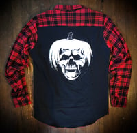 Upcycled t-shirt flannel “Halloween/Michael Myers/Pumpkin Mask”