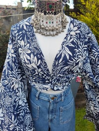 Image 5 of Pefkos co ord sarong set Navy with glitter sparkle