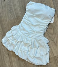 Image 2 of Bandeau ruched frill playsuit 