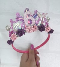 Image 2 of Bright Pink & purple Mermaid birthday tiara crown