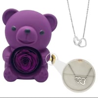 Eternal Rose Teddy Bear | Silver Necklace
