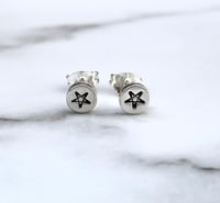 Image 2 of Handmade Sterling Silver Pentagram Stud Earrings 925