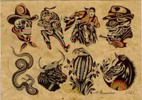 Image 2 of 3x A3 set printed on art paper and coffee stained