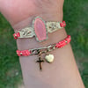 Coral Virgen D Guadalupe 2pc bracelet set 