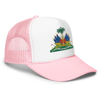 Image 3 of Patriotic Haiti Flag Foam trucker hat [Dèyè Lakay]