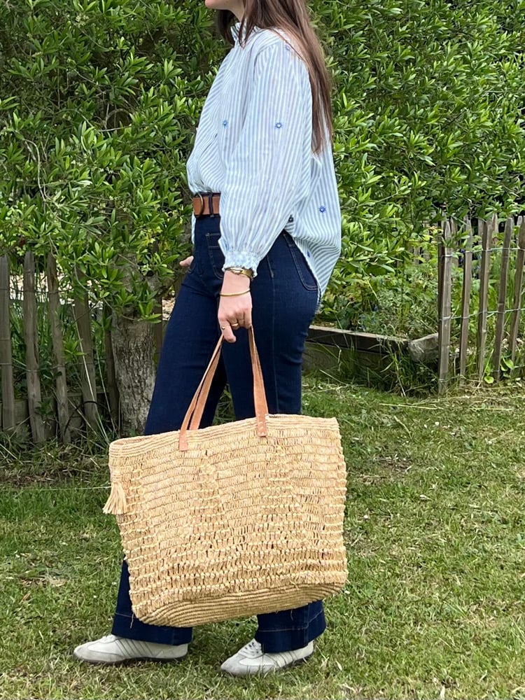 Image of Blouse Bohème rayé Bleu / Brodé T.U.