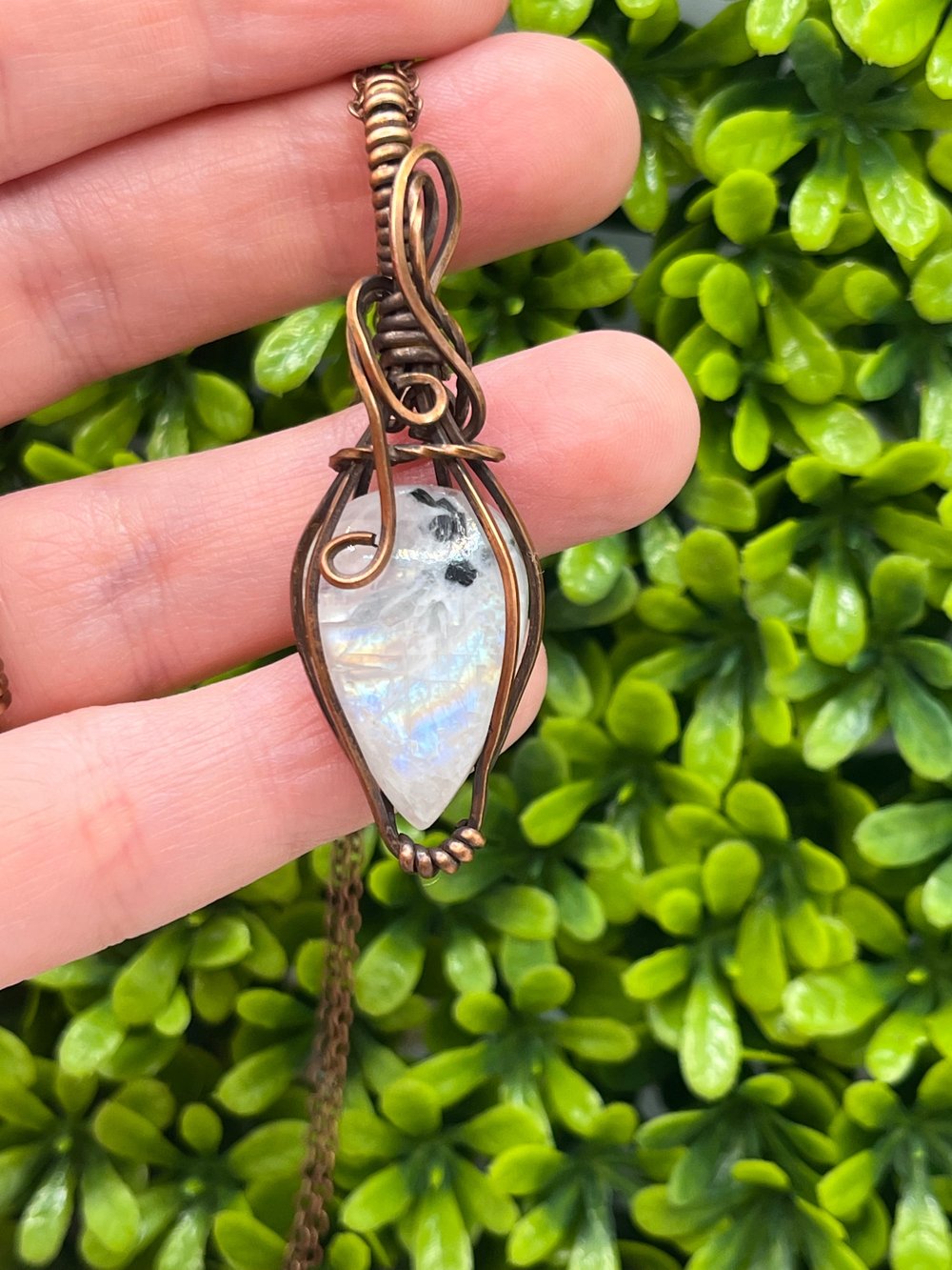 Image of Rainbow Moonstone wire wrapped necklace 