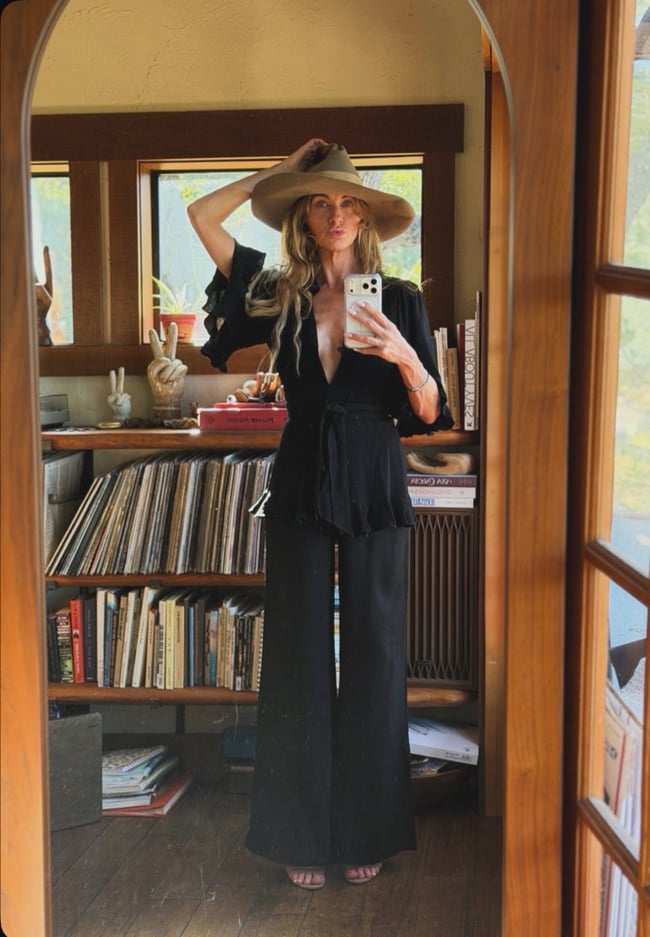 late 1960s Ossie Clark black wrap rock and roll trouser suit pants 