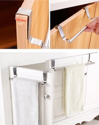 Image 16 of Kitchen Cabinet Door Towel Bar Stainless Steel Door Back Towel Hanging Holder 