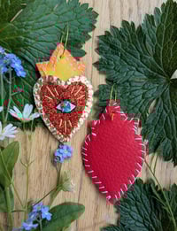 Image 2 of Flaming Heart Earrings - Red