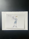 Originalzeichnung Tusche und Aquarell auf Papier "Gans Kündigt"