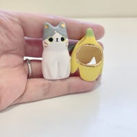 Image 5 of White and gray banana kitty ceramic figurine