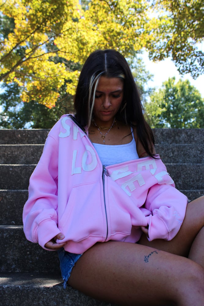 Image of Spread Love Zip Hoodie (Pink)