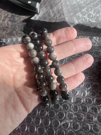 Image 2 of Silver Sheen Obsidian 8mm Bracelet 