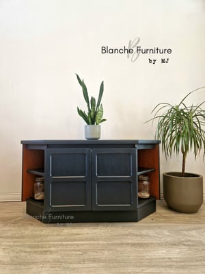 Image of TV / Media Stand with shelves and Cabinet doors in Grey, By Nathan