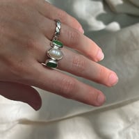 Image 2 of PEARL/GREEN NYMPH RING (J)