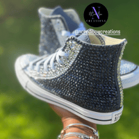 Image 4 of Fully Bling High Top Chucks w/ Silver