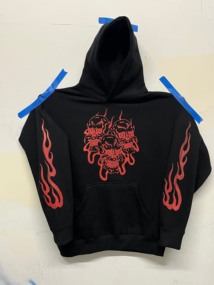 Image of Red skull flame hoodie 