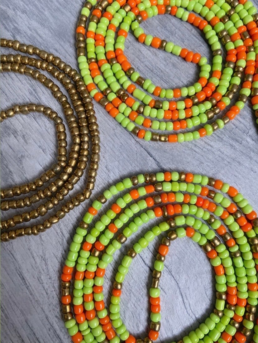 Image of Yellow & Green Tie on Waistbeads Collection