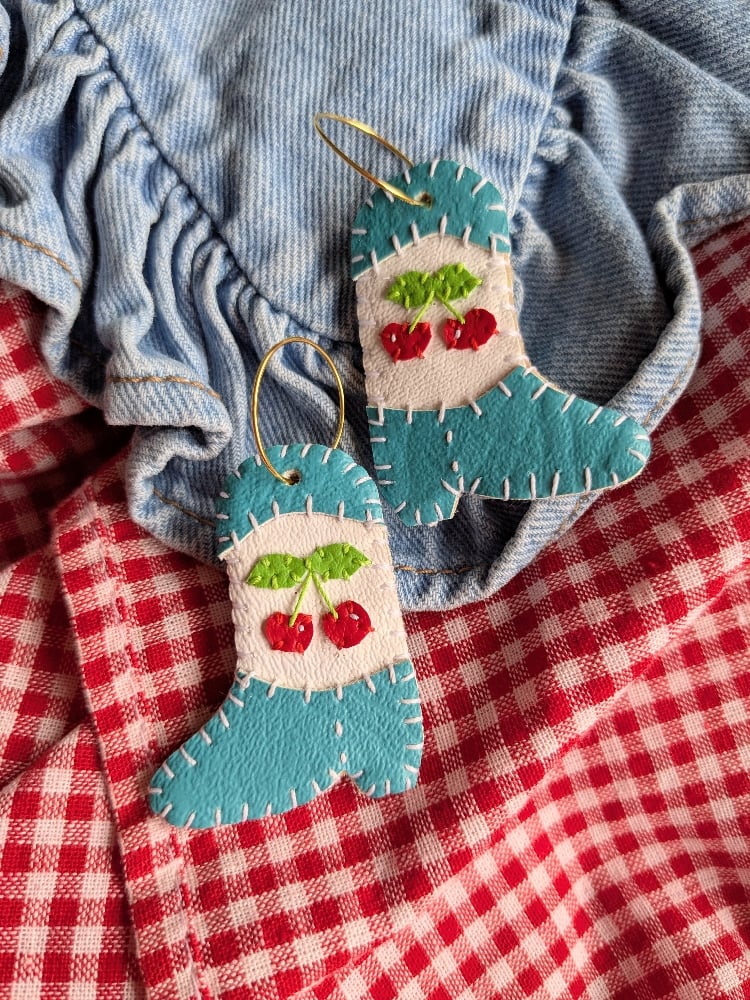 Image of Cherry Cowboy Boot Earrings