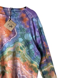 Image 9 of L Unisex Adult Waffle Long Sleeve Shirt in Earthy Rainbow Geode Ice Dye