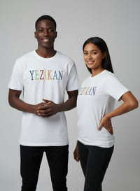 Image 1 of Yezikan Marbled Embroidered logo White Short Sleeve T-Shirt 