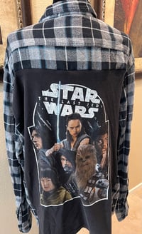 Vintage Black/Gray/Blue Flannel Shirt Star Wars 