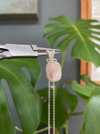 Image 4 of Silver Rounded Flower Agate Rectangle Crystal Necklace