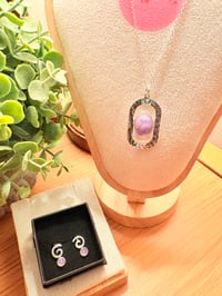 Image 2 of Hammered Oval Amethyst necklace