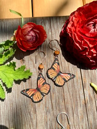 Image 5 of Orange Garnet Monarch Butterfly Earrings